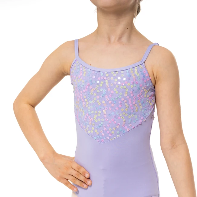 Capezio Lake triko, cvetličen dekliški dres s tankimi naramnicami Capezio Lake triko, cvetličen dekliški dres s tankimi naramnicami