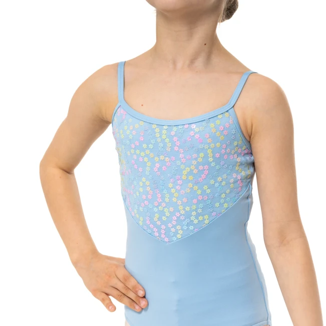 Capezio Lake triko, cvetličen dekliški dres s tankimi naramnicami Capezio Lake triko, cvetličen dekliški dres s tankimi naramnicami