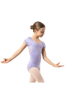Capezio Lotus triko, dekliški dres s kratkimi rokavi s cvetličnim vzorcem