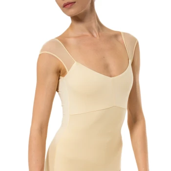 Capezio Moonsruck Cap Sleeve Leotard, ženski dres s kratkimi mrežastimi rokavi