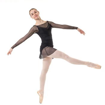 Capezio Dusk Mesh, ženski top z dolgimi rokavi - Črna