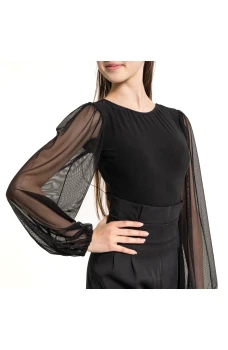 FSD Kamila mesh, dekliški body z mrežastimi rokavi