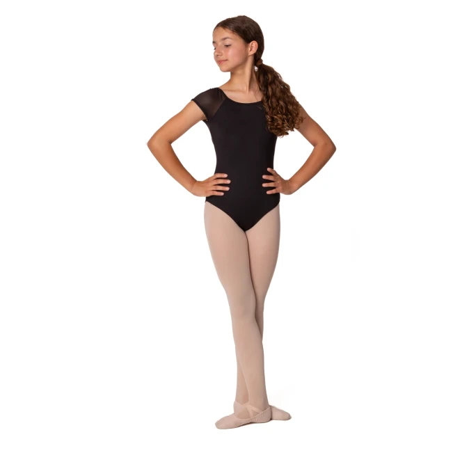 Mirella Soft mesh cap sleeve leotard, otroški dres