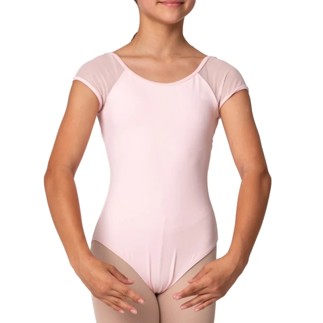Mirella Soft mesh cap sleeve leotard, otroški dres