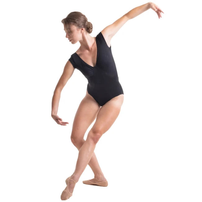 Mirella Black leotard s kapastimi rokavi, ženski dres Mirella Black leotard s kapastimi rokavi, ženski dres