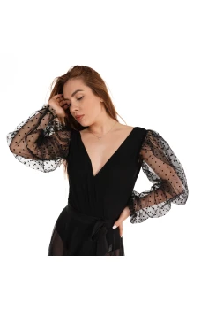 Jadore, žensko body s tilskimi rokavi